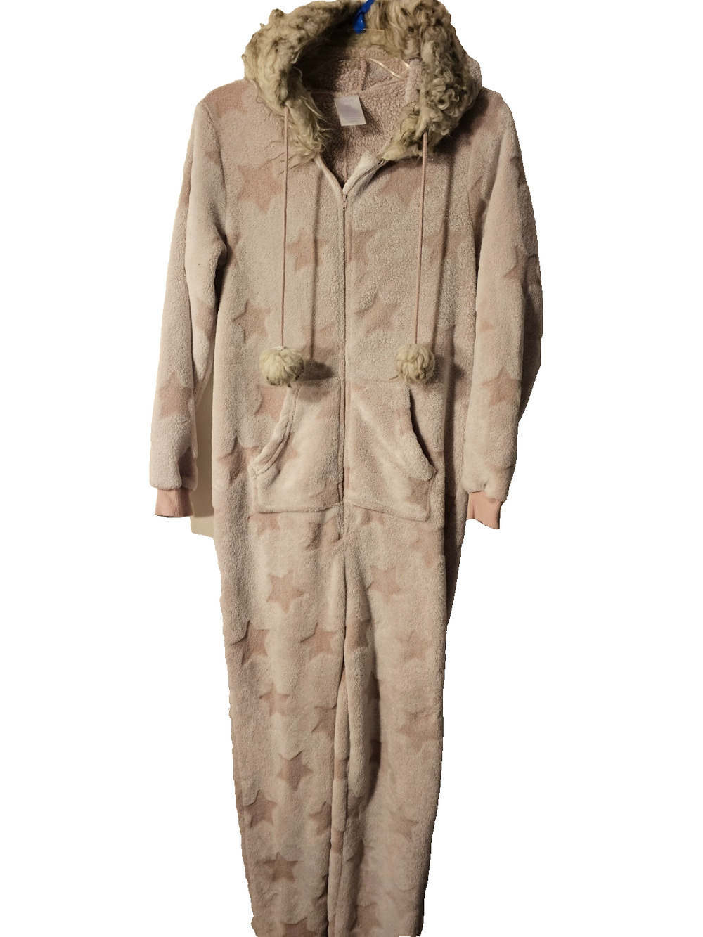 SECRET TREASURES Womens Size S 4/6 One-Piece Hooded Pajama Christmas One Piece